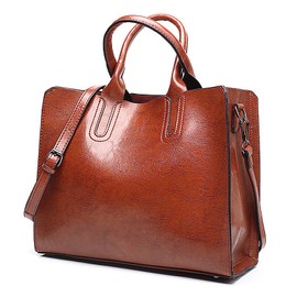 Long Keeper Women Top Handle Leather Handbag Shoulder Bags Fashion Womens Crossbody Hobo Bag Ladies Tote Bags With Detachable Bag Strap (Brown)