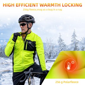 ROCKBROS Cycling Jackets for Men Winter Warm UP Thermal Bike Jackets Breathable Windproof with 3 Pockets M