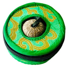 Tibetan Handmade Yoga Meditation Om Tingsha Bell Chimes Cymbal Set With Hand Woven Unique Bag, 2.75 Inches Buddhist Tingsha, Om Mani Padme Hum Mantra - Handmade In Buddha Born Country, Nepal