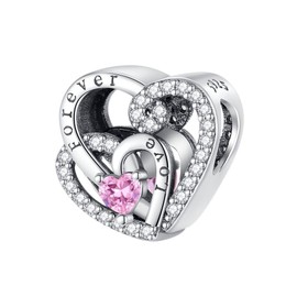 BEEUVIP Forever Love you heart Charm 925 Sterling Silver Bead for Charm Bracelets and Necklaces,Jewelry Gifts Women