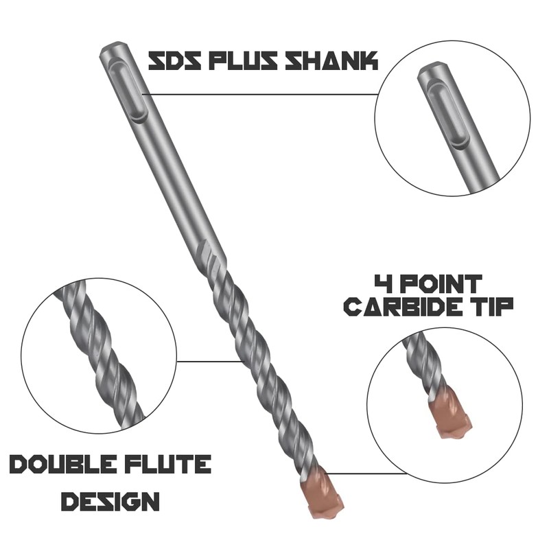 SDS Plus 3/8 Inch Masonry Drill Bits (13 Pack -