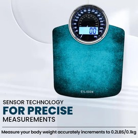 EILISON Highly Advance 2-in-1 Digital & Analog Weighing Scale for Body Weight-400lbs, 4 High Precison GX Sensor Accurate, Thick Tempered Glass, Extra Large Display (Blue)