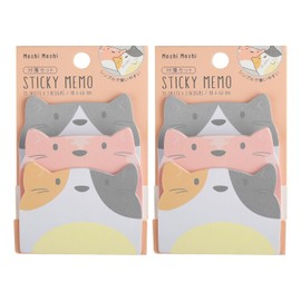 Rumyve 2 Sets Cat Sticky Notes,Cute Self-Stick Cartoon Animal Shape Note,Cat Shaped Memo Pads,Paper Clips Tab Supplies Markers Flags for Students Home Office Gifts(90 Sheets)