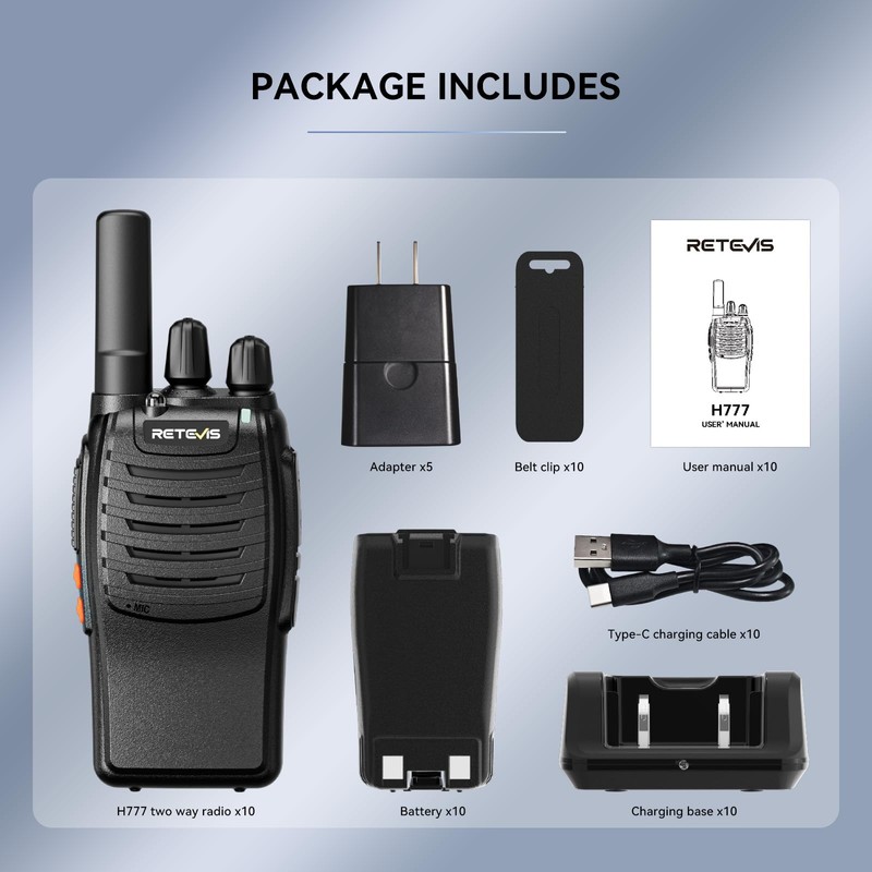 Retevis H-777 2 Way Radios, Walkie Talkies for Adults, Rechargeable