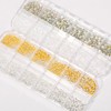 2 Boxes 12 Grids Multi-Shaped Gold Silver Gemstones for Nail