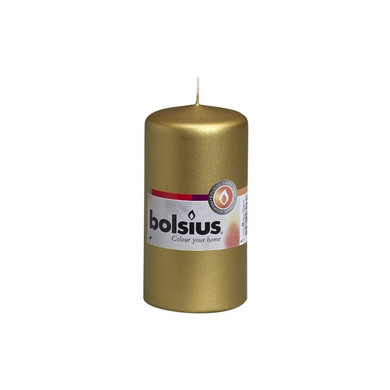 Bolsius Stumpenkerze gold 6 x 12 cm