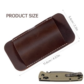 Leather Knife Sheath for Belt, Horizontal Carry Pocket Knife Holder, EDC Belt Pouch for Pocket Folding Knives, Darkbrown