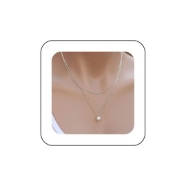 Andelaisi Boho Pearl Choker Necklace Layered Pearl Necklace Choker Silver Floating Pearl Necklace Choker Vintage Pearl Pendant Necklace Jewelry for Women