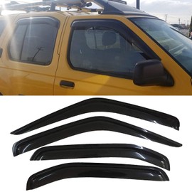 LLPTA set of 4 pcs Compatible with 00-04 Xterra Front+Rear Sun/Rain Guard Outside Mount Window Visors