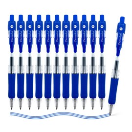 Drenubal 12 Pack Blue Gel Pens, Retractable Pens with 0.5mm Medium Point, Smoothly Writing, Good Thickness and Nonslip Design, Comfortable to Hold Writing, for Office School Home Work
