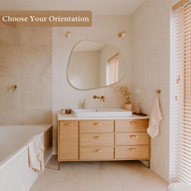 PERFNIQUE Irregular Wall Mirror Asymmetrical Mirror, 32''x24'' Gold Mirror for Bathroom Bedroom Living Room Entryway, Decorative Modern Boho Decor, Wall Mouted(Gold, 32''x24'')