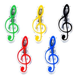 Musiin Music Note Clips, 5-Piece Set (Yellow, Green, Blue), Modern Plastic Clips