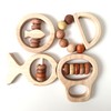 BEACENOV Montessori Wooden Rattle Toys for Infant Baby Boys Girls