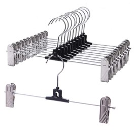 VEHE Pants Hangers Multilayer Stackable Slack Hangers Skirt Hangers with 2 Adjustable Clips Pants Hangers with 360 Swivel Hooks 10 Pack