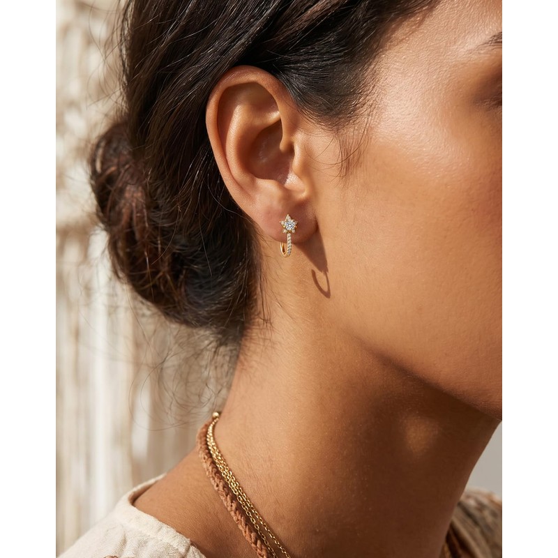 PRTGL Stud Earrings for Women - 14K Gold Plated Tiny