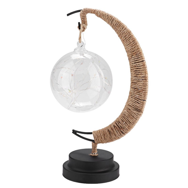 Glass Ball Moon Iron Art Decoration Night Light with LED
