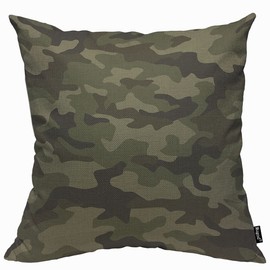 Mugod Military Camouflage Cushion Cover Throw Pillow Covers Army Hunting Mask Green Curve Wave Pillow Case for Men Women Decorative Home Sofa Chair Couch 45x45cm/18x18 Inch