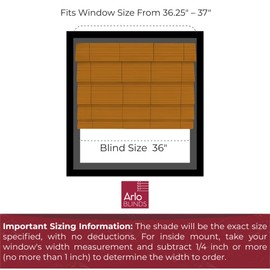 ARLO BLINDS Bamboo Roman Shades w/Valance 36" W x 60" H, Dali Native