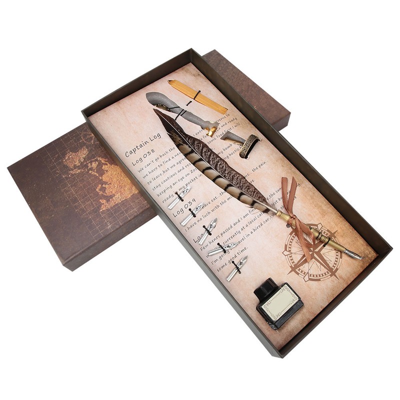 European Retro Stainless Steel Nibs Dip Writing Feather Pen Wax