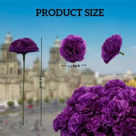 YGbridge Marigolds Artificial Flowers, 60 Pcs Faux Marigold Flowers, Marigolds Silk Flowers for Day of The Dead Decorations, Diwali Decor, Dia De Los Muertos, DIY Marigolds Garland (60, Purple)