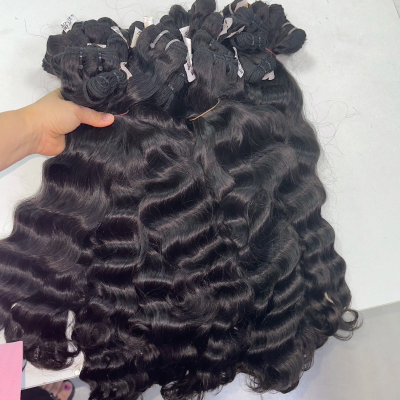 100% Unprocessed Raw Human Hair Extensions Single Donor Double Weft