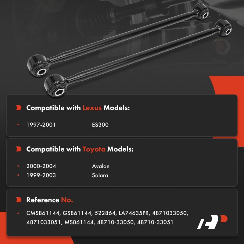 A-Premium 2 x Rear Suspension Lateral Arms, with Bushing, Compatible