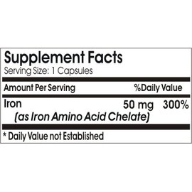 Iron Chelate 50mg // 200 Capsules // Pure // by PureControl Supplements
