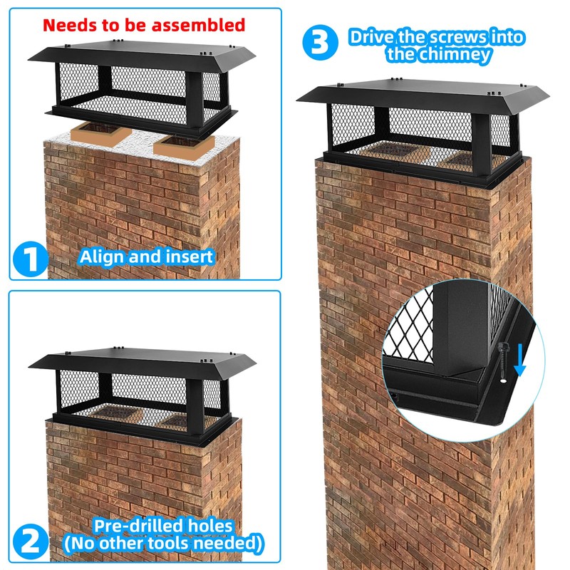 14" x 34" Chimney Caps Fireplace Chimney Cover for Outside
