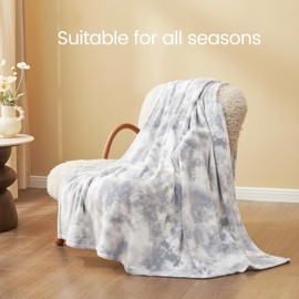 Cozy Bliss MilkyPlush™ Tie Dye Grey Fleece Throw Blanket for Couch, Super Soft Warm Throw Blanket for Sofa Chair Living Room 50x60