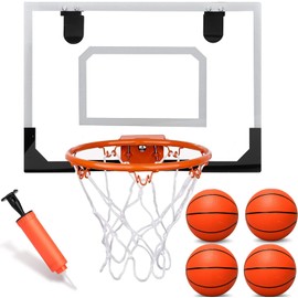 Pro Indoor Basketball Hoop for Kids 5 6 7 8 9 10+Years Old Boys, Boost Mini Basketball Hoop Over The Door Mini Hoop with 4 Balls, Basketball Hoop Sport Game Interactive Toys Gift for Boys Age 5-10