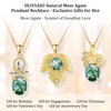 OLIVIASO Natural Moss Agate Necklace for Women 925 Sterling Silver