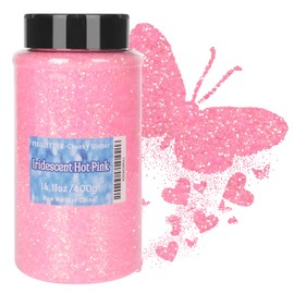 PIXGLITTER Hot Pink Chunky Glitter, 14.11oz/400g Craft Glitter Powder for Epoxy Tumblers, Hair Face Body Eye Nail Art Festival, DIY Party Decorations