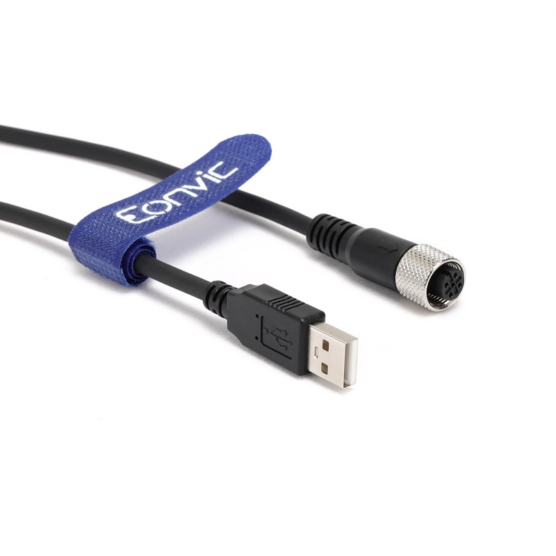 Eonvic Industrial M12 5ピンAコードメスからUSB 2.0オスデータ接続ケーブル ハイフレックスシールド成形IP67防水ケーブル 1M