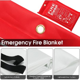 Demiwise 4-Pack Fire Blanket - Large Fiberglass Fire Blanket Fire Suppression Blanket - Fire Blankets Emergency for People - Fire Safety Blanket with Emergency Whistles - Fireblanket for Kitchen, Home