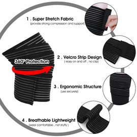 Abeillo Pack of 2 Knee Support Sports Bandage, 90 cm Compression Bandage Elastic Adjustable Calf Brace Compressed Knee Support for Arm, Elbow, Calf, Hand, Ankle, Wrist, Knee