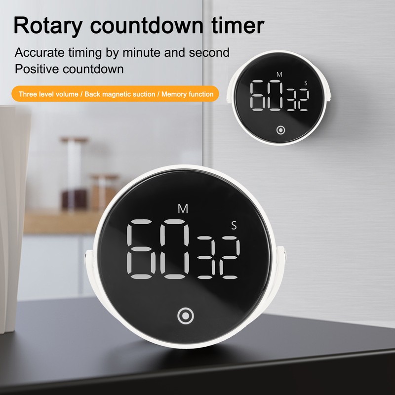 3in LED Digital Timer Rotatable Magnetic Low Noise ABS Shell