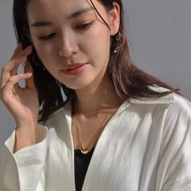 [abaskdesign] 2365 Snake Chain, U-shaped Motif Necklace, Thick, Large, Impact, Metal Allergy, Surgical Stainless Steel, 316L, For Women, Men's, Simple, Casual, Stylish, Adult, Gold, Silver, Stainless