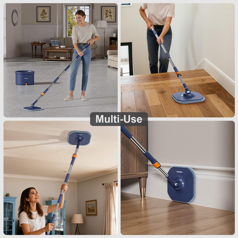 HoMettler Spin Mop and Bucket Set, Mop Bucket with Separate