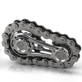 Black Sprockets Fidget Spinner Toy for Kids Adults, Metal Bicycle Chain Desk Fidget Toy, Fidget Block Kinetic Gear Finger Spinning Gift for Birthday Party Gift