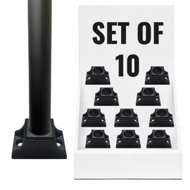 Decorex Hardware Aluminum Screw Down Swivel Shoe - DIY-Friendly Metal Balusters Shoe Base Staircase - Powder Coated Satin Black Stair Spindles Bases - Set of 10, for 5/8" Square Balusters - DH-57