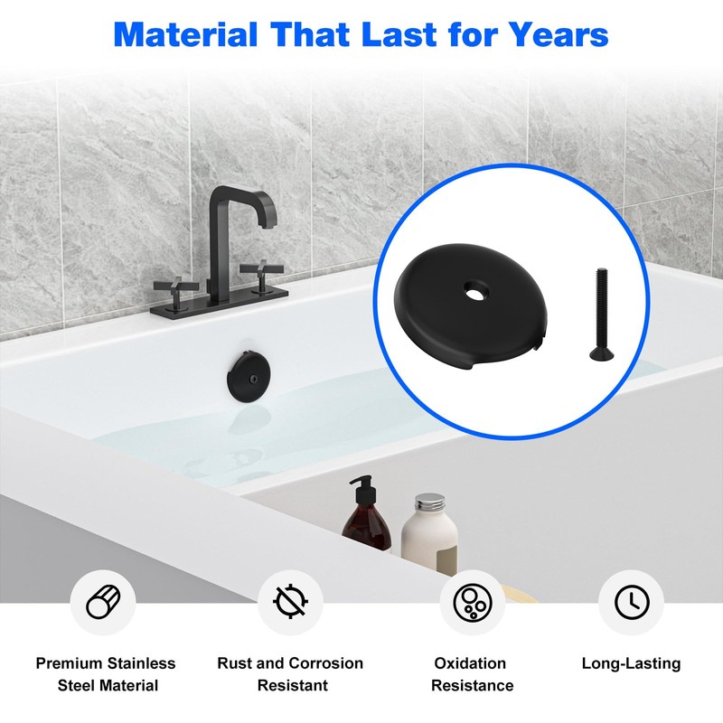 Bathtub Overflow Drain Cover Single Hole 3-1/8", Overflow Face Plate-Bathtub