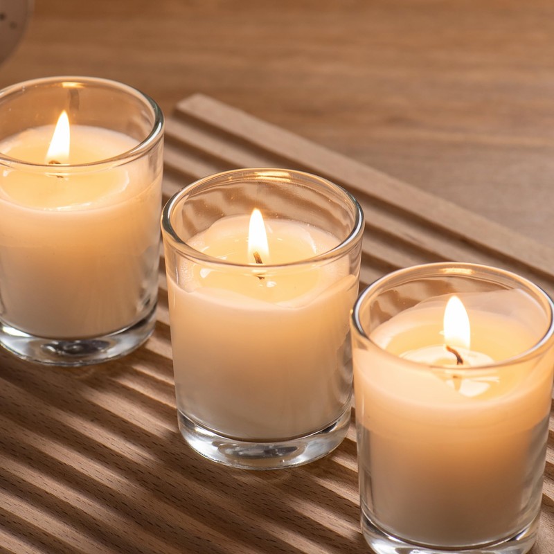 Housecret 48 Pack Warm White Unscented Clear Glass Filled Votive