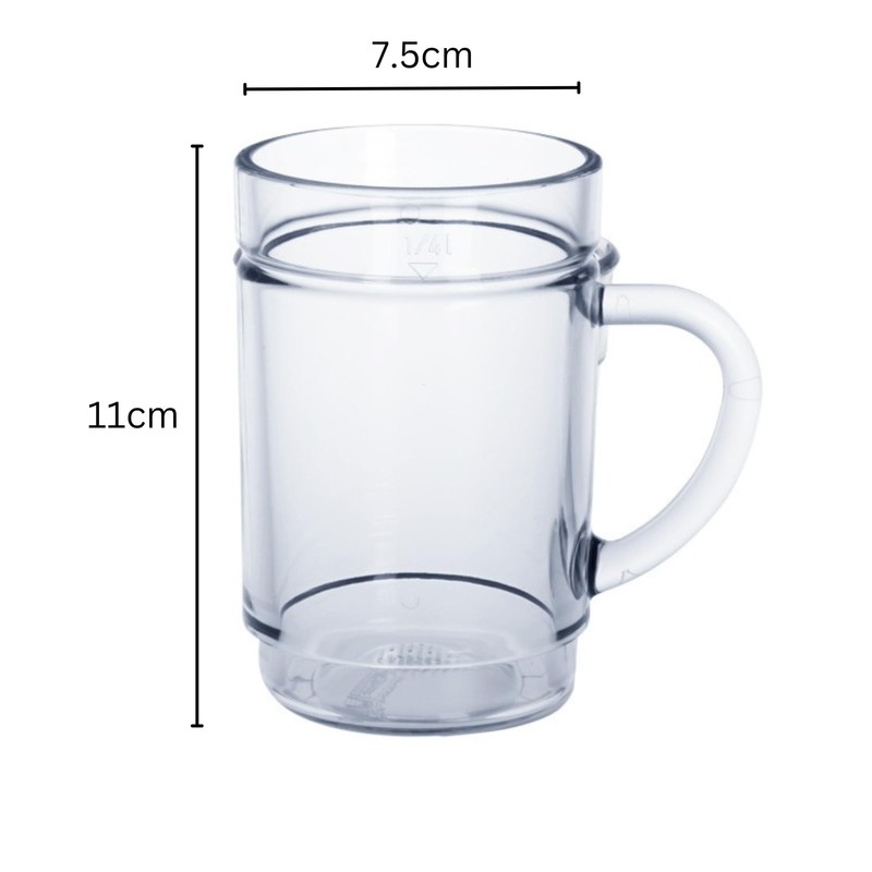 AIOS Set of 2 Unbreakable Polycarbonate Stackable Clear Beakers/Mugs with