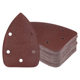 Kozelo Pack of 60 Mouse Sander Detail Sandpaper - [120 Grit, 3.5 x 5.5 Inches] Triangular Velcro Sanding Pads for Wooden Furniture Polishing | 5 Holes, Aluminium Oxide