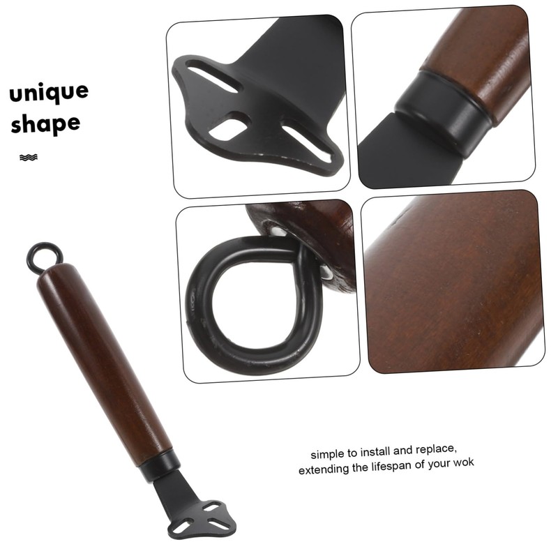 CHILDWEET Detachable Wooden Wok Handle Replacement Scald Kitchen Utensil Accessory