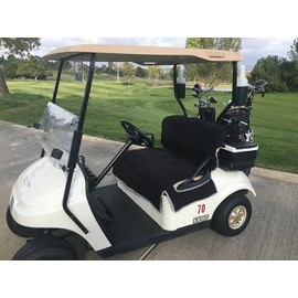 Deluxe 2 Seater Golf Cart Cover roof up to 58" (Grey, Taupe, Green, or Black), or Reversible Golf Cart Seat and Back Cover, Black and Taupe