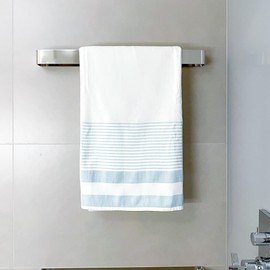 LERUUM Cotton Bath Towel Peshtemal White Blue Reversible Terry Towel Highly Absorbent Quick Dry Ideal for Sauna Spa Yoga 1pcs (100x180cm, White/Blue)