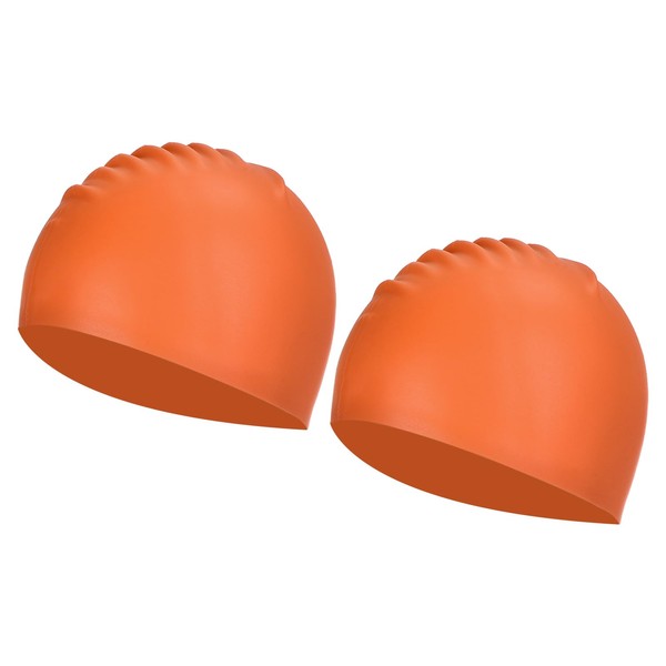 PATIKIL Silicone Swim Cap, 2 Pcs Waterproof Swimming Hat Non-Slip