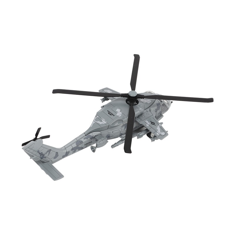 Diecast Metal Helicopter Model Sound Light Pullback Alloy Fighter Aircraft