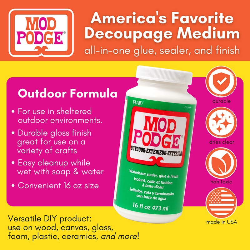 Mod Podge Waterbase Sealer, Glue and Finish for use Outdoors
